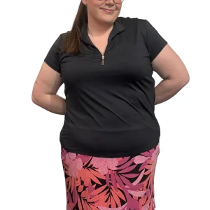 Polo de Golf Amber Taille Plus - Noir