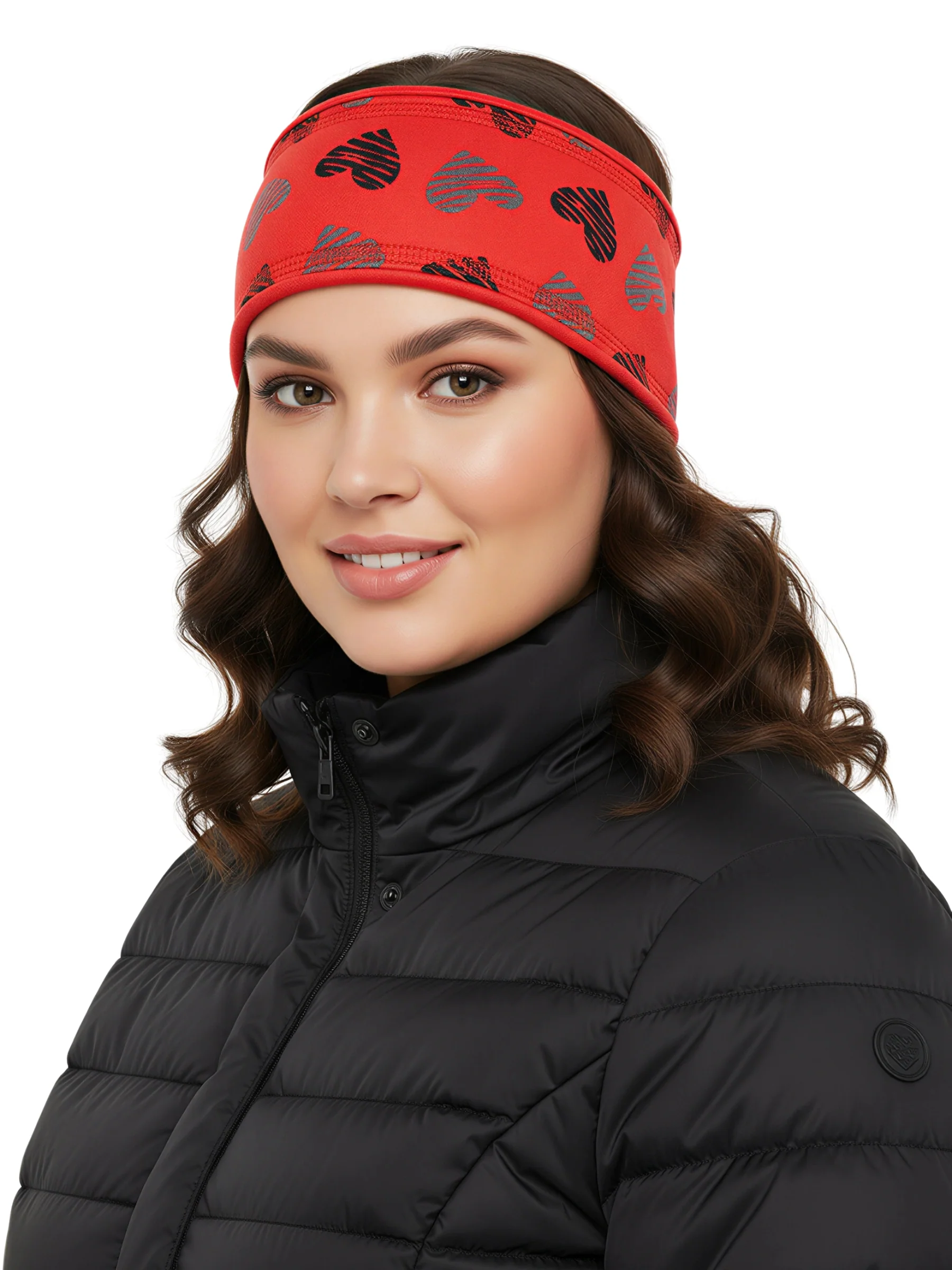 Bandeau Doublé Cœur -  Rouge corsé - Noir - Asphalte