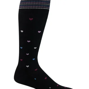 Bas Full Heart de Compression Graduée Modérée Mollets Larges - Black Full Heart