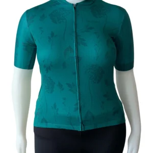 Maillot de Vélo Evolution Print Taille Plus - Wild Green Emerald Hydrangea