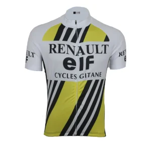 Maillot de Cyclisme rétro Renault-Elf - Blanc/Noir/Jaune