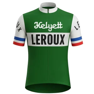 Maillot de cyclisme rétro Helyett Leroux - Vert