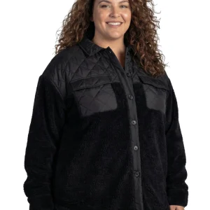 Manteau ShaggyShacket Taille Plus -Noir