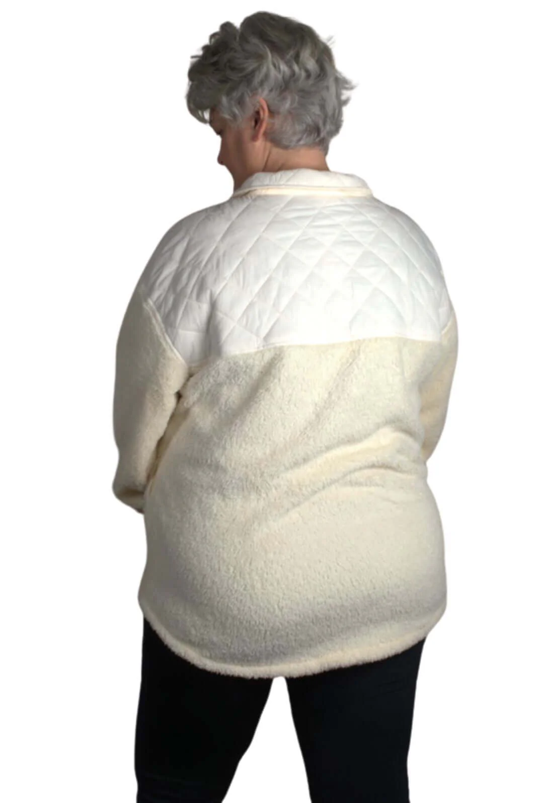 Manteau ShaggyShacket Taille Plus - Egret – Image 4