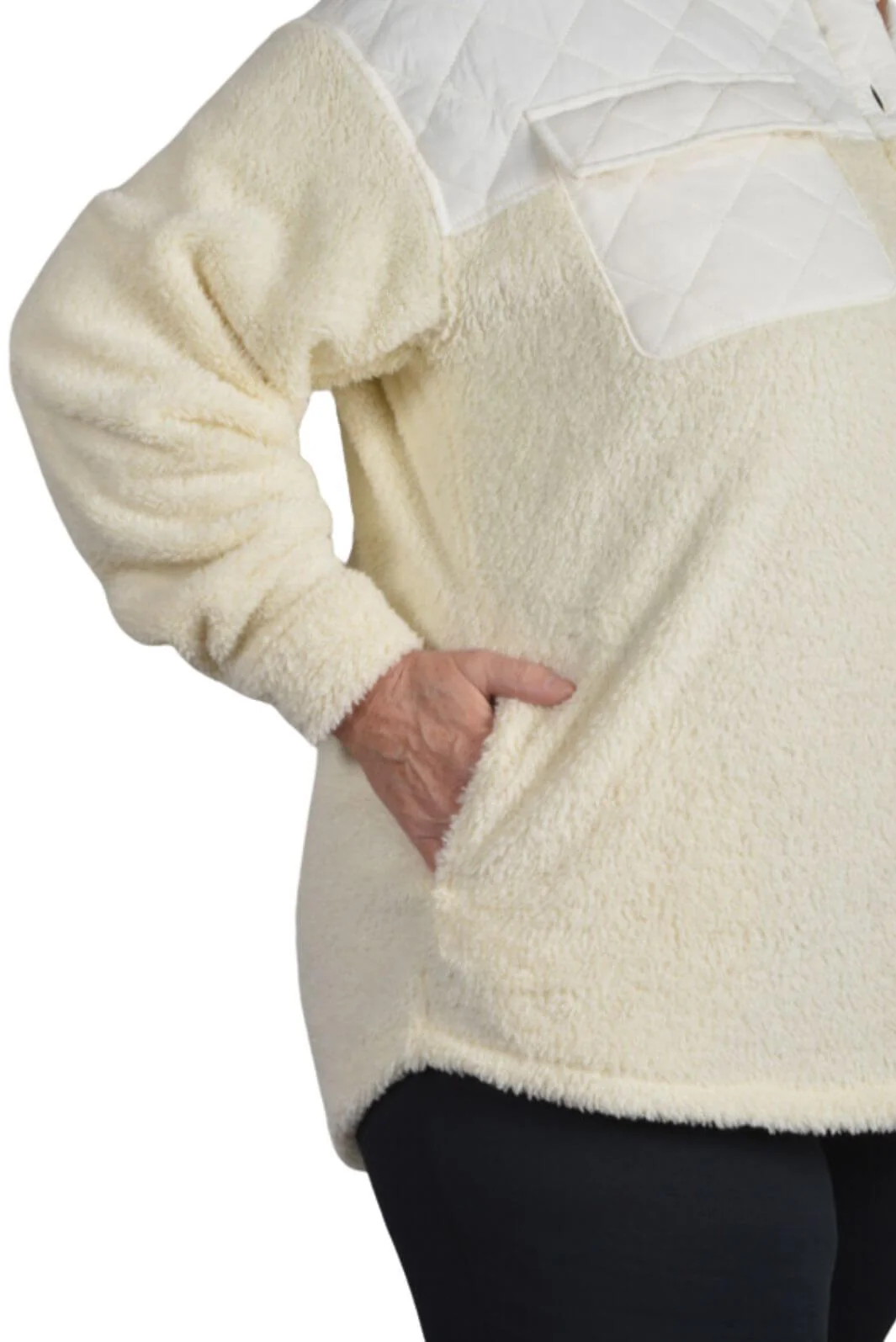 Manteau ShaggyShacket Taille Plus - Egret – Image 3