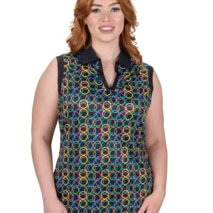 Polo de Golf Halo Sans Manches Taille Plus - Black-Multi