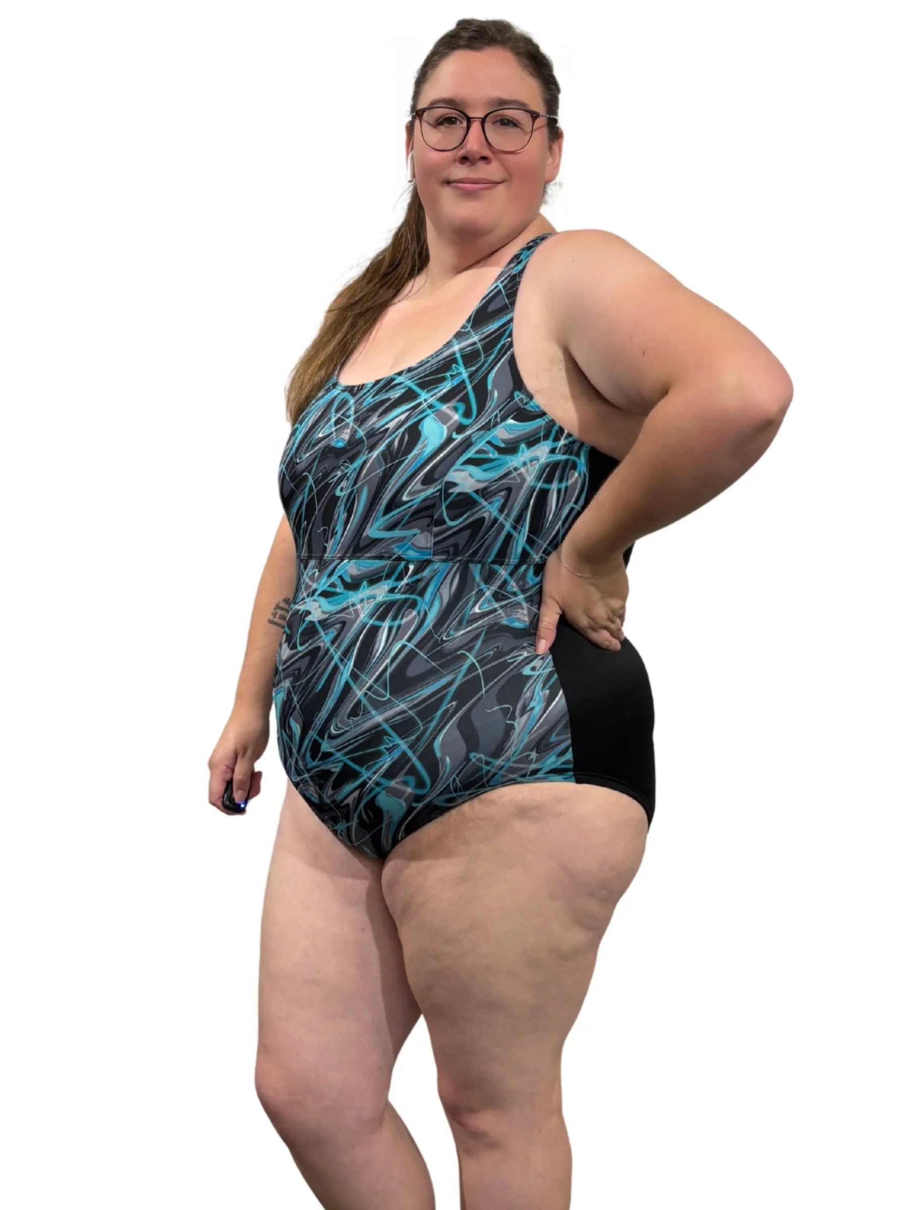 Maillot Dos Croisé Taille Plus - Noir Multi – Image 2