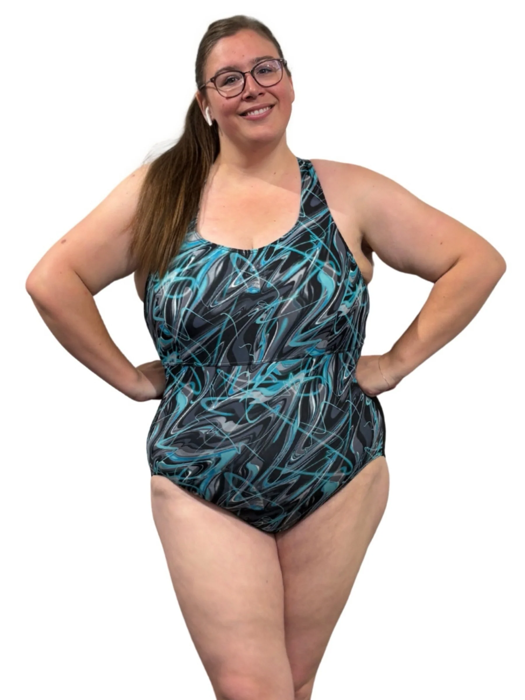 Maillot Dos Croisé Taille Plus - Noir Multi