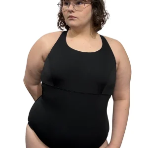 Maillot d'Aquaforme Dos Croisé Taille Plus - Noir