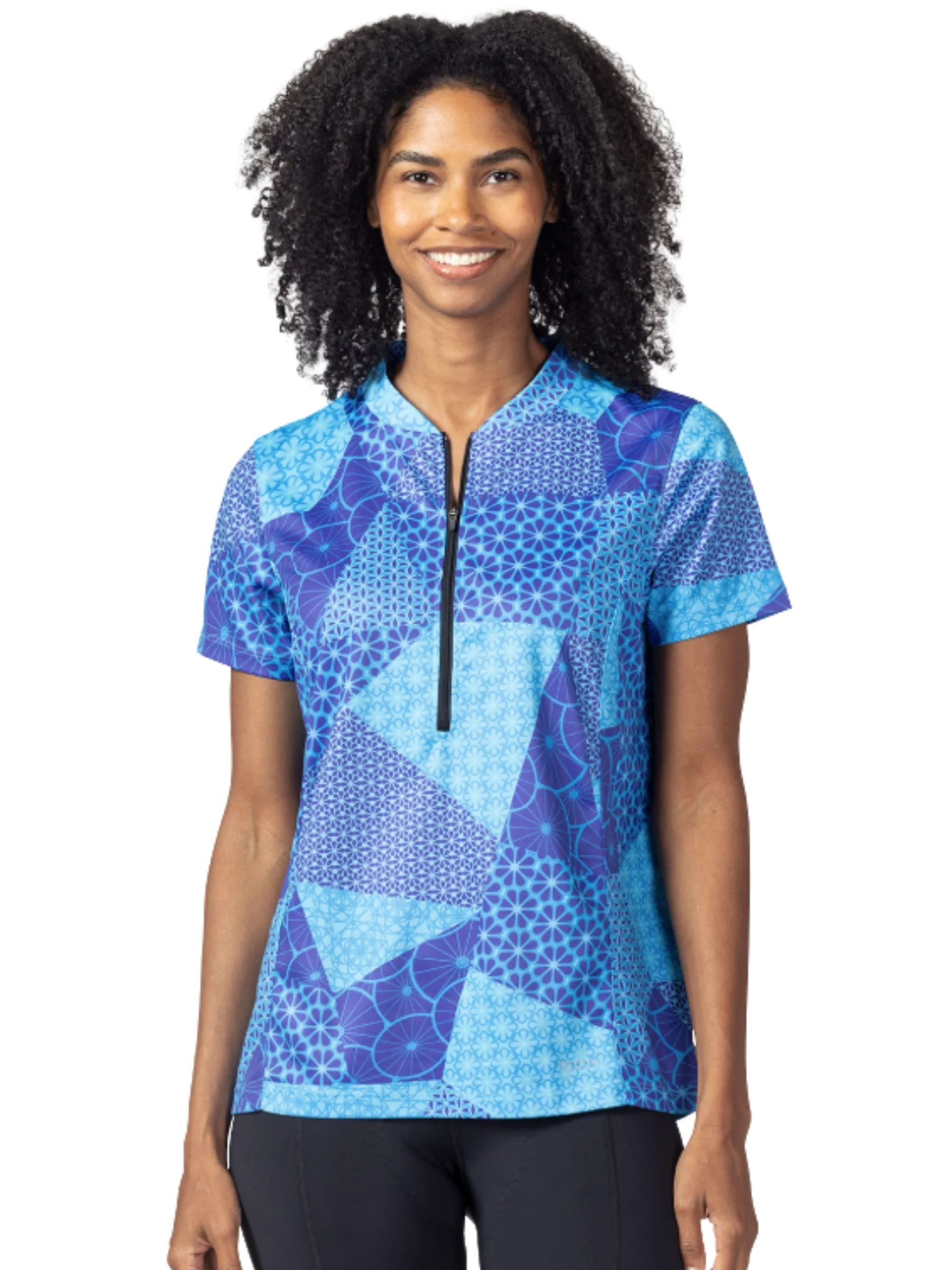 Maillot de vélo Manches Courtes Actif Jersey Taille Plus - Quiltawhirl Blue – Image 2