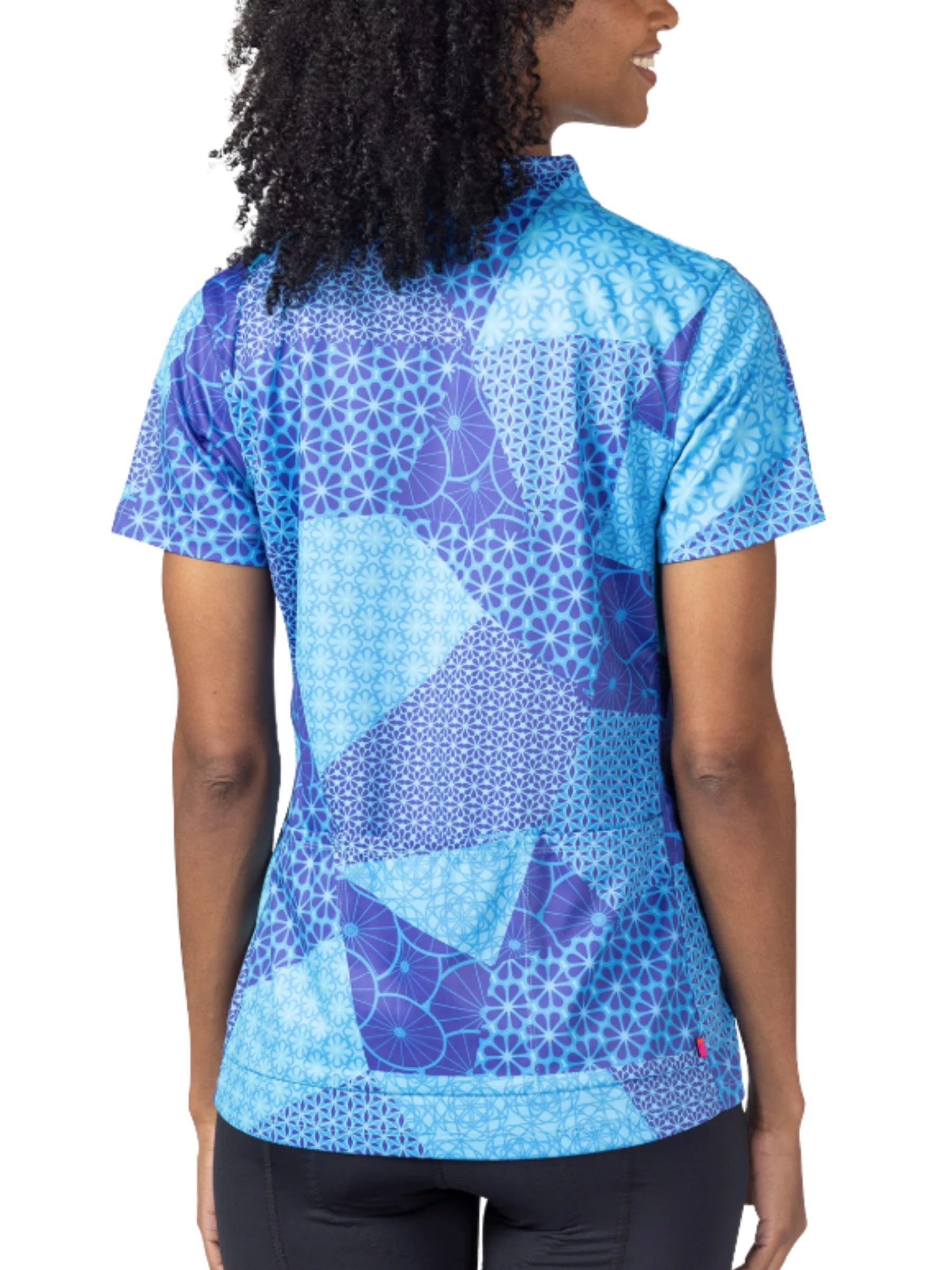 Maillot de vélo Manches Courtes Actif Jersey Taille Plus - Quiltawhirl Blue – Image 3