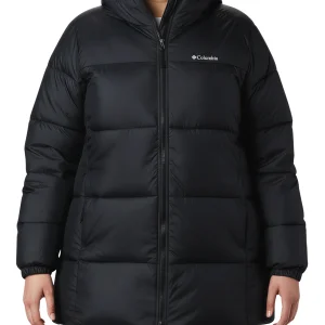 Manteau à Capuchon Mi-Long Puffect II Taille Plus - Noir