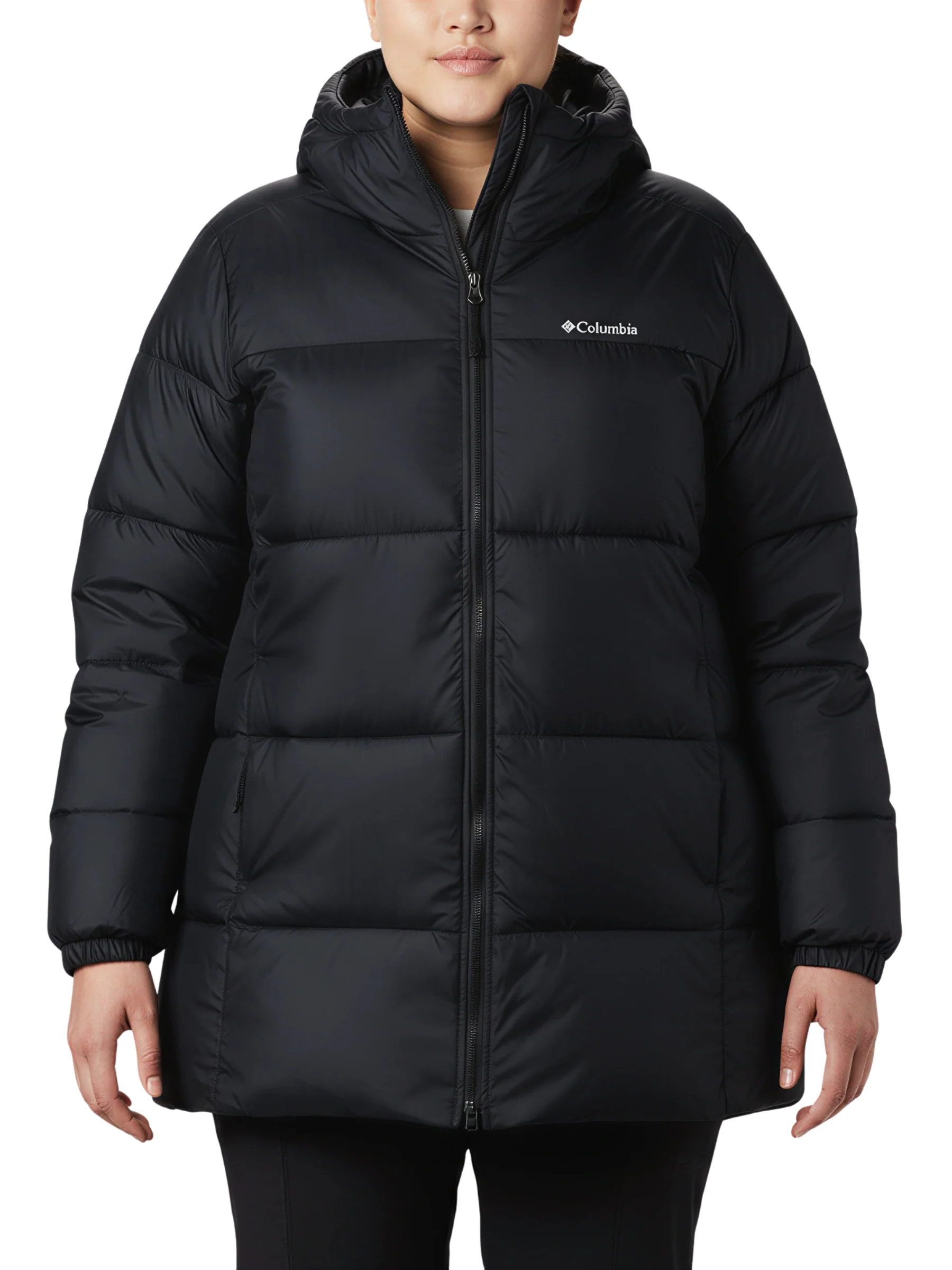 Manteau à Capuchon Mi-Long Puffect II Taille Plus - Noir