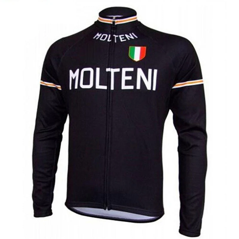 Tenue de Cyclisme rétro Molteni Arcore - Veste (polaire) et Pantalon Long - Noir – Image 2