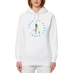 Sweatshirt à capuche Femme - Poches latérales - Coton BIO - Love at first sight