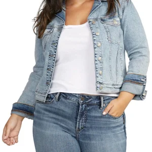 WJ0003EKC261_indigo_SilverJeans_front.jpgv1725643877 Veste en Jeans Ajustée Taille Plus (Indigo) de Silver Jeans