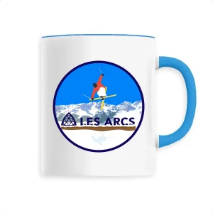 Mug céramique - Anse colorée - 330 ml - Les Arcs Ski H