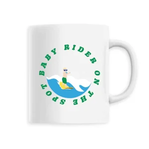 Mug céramique - Anse colorée - 330 ml - Baby rider on the spot