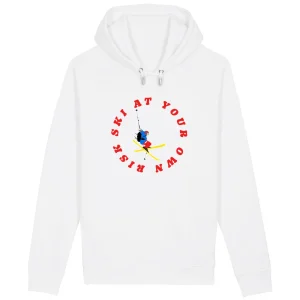 Sweatshirt à capuche Homme - Poches latérales - Coton Bio - Ski at your own risk