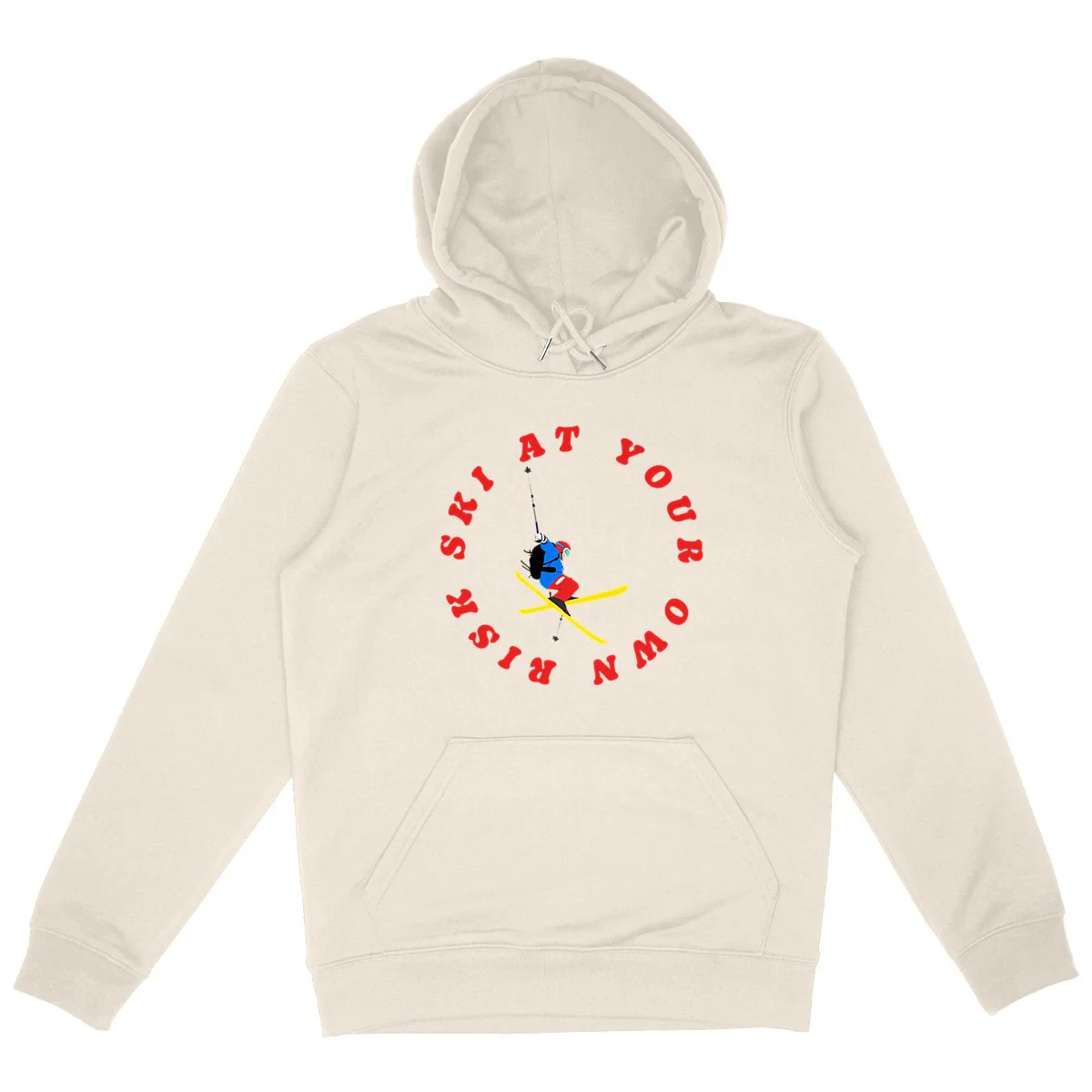 Sweatshirt à capuche Homme - Poche kangourou - Coton BIO - Ski at your own risk – Image 2