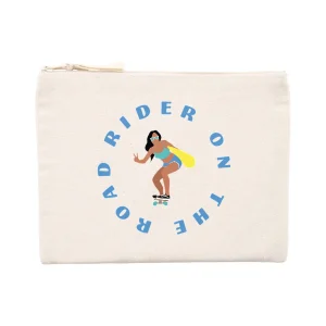 Pochette zippée - Coton recyclé - 21,5 x 16 cm - Rider on the road