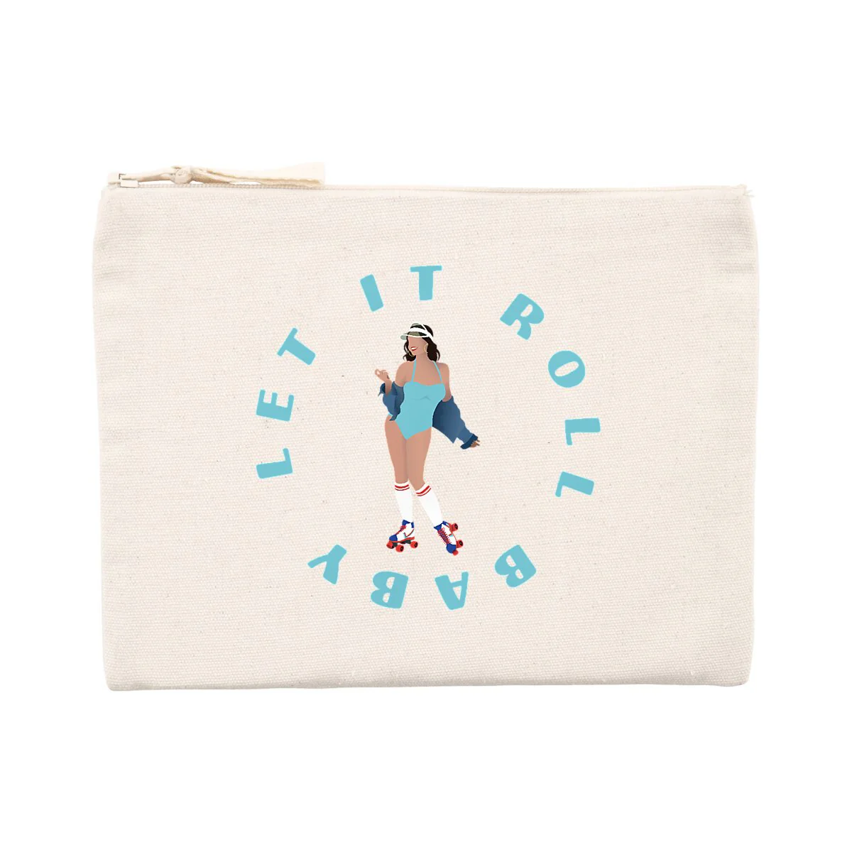 Pochette zippée - Coton recyclé - 21,5 x 16 cm - Let it roll baby