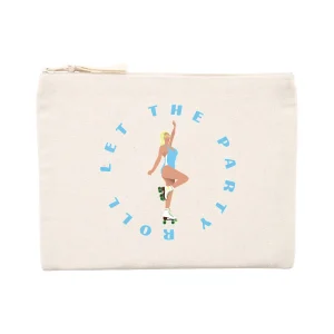 face_naturel_1680248052_e3facc5c-61b3-4212-b951-48ba268394c7.jpgv1693908962 Pochette zippée - Coton recyclé - 21,5 x 16 cm- Let the party roll