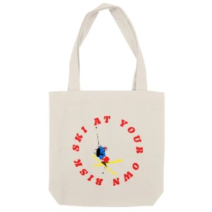 Tote bag - Épais - Coton recyclé - Ski at your own risk