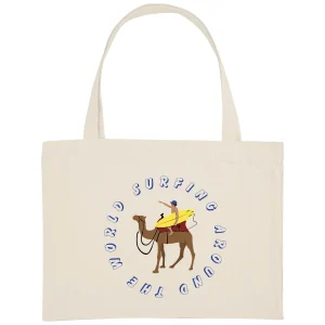 Grand Shopping bag - Épais - Coton recyclé - 49 x 37 cm - Surfing around the world