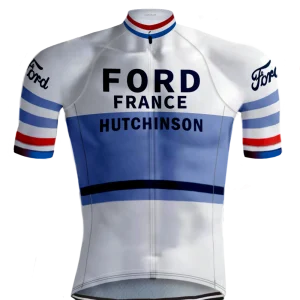 MAILLOT DE CYCLISME RÉTRO FORD FRANCE Blanche/Bleu - REDTED RÉTRO