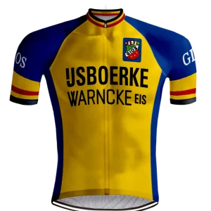 MAILLOT DE CYCLISME RÉTRO IJSBOERKE Warncke Jaune - REDTED
