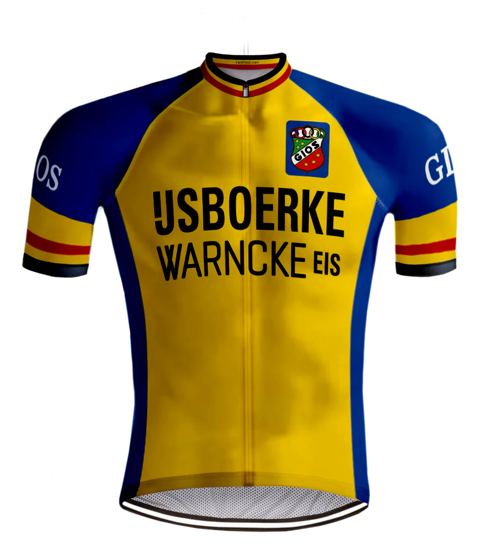 MAILLOT DE CYCLISME RÉTRO IJSBOERKE Warncke Jaune - REDTED