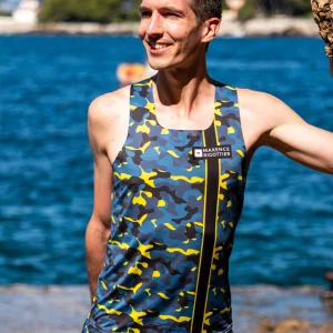 Maillot Running Homme Jaune Bleu [Made in France]