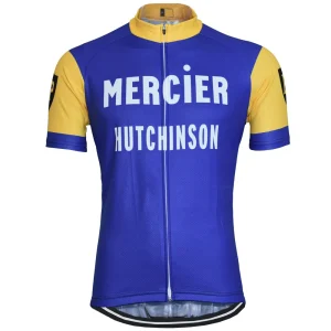 Maillot de cyclisme rétro Mercier Hutchinson - Bleu/Jaune