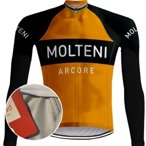Maillots de cyclisme rétro Molteni manches longues - Orange