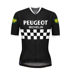 Maillot de cyclisme rétro femme Peugeot Noir/Blanc - RedTed