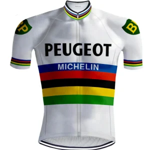 Maillot de cyclisme rétro Peugeot arc-en-ciel - RedTed
