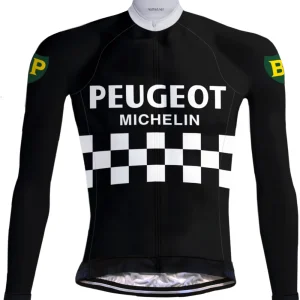 Maillot de cyclisme rétro manches longues Peugeot-BP-Michelin Noir - REDTED