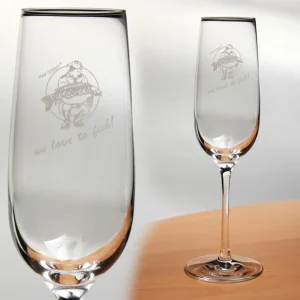 "Nous aimons pêcher!" Verre à vin étincelant - Lasered