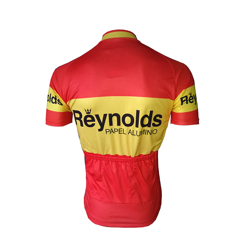 Maillot de cyclisme rétro Reynolds - Rouge/Jaune – Image 2