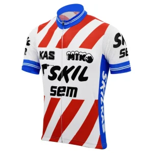 Maillot de Cyclisme rétro Skil - Blanc/Rouge/Bleu