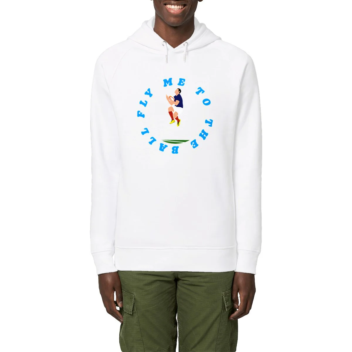 Sweatshirt à capuche Homme - Poches latérales - Coton BIO - Fly me to the moon