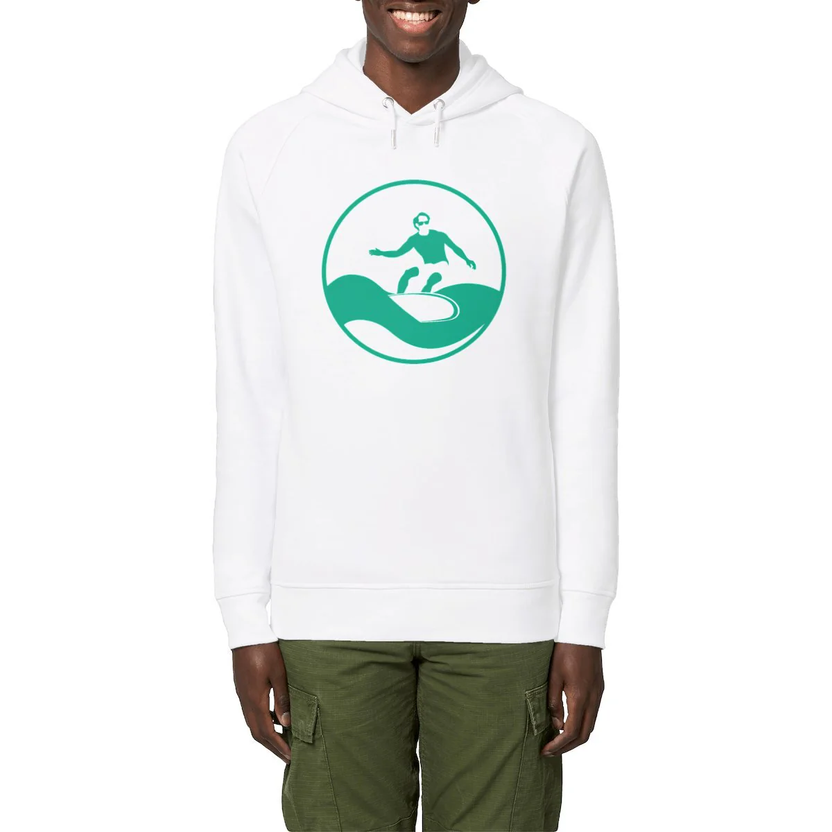 Sweatshirt à capuche Homme - Poches latérales - Coton BIO - Surf H