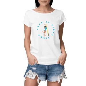 T-shirt Femme - Manches retroussées - 100% Coton BIO - Love at first sight
