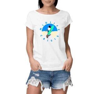 visual_Blanc_1886922373_78479b0e-b7e9-4a1b-8abc-1bc1427486d1.jpgv1701791778 T-shirt Femme - Manches retroussées - 100% Coton BIO - Marie Skate
