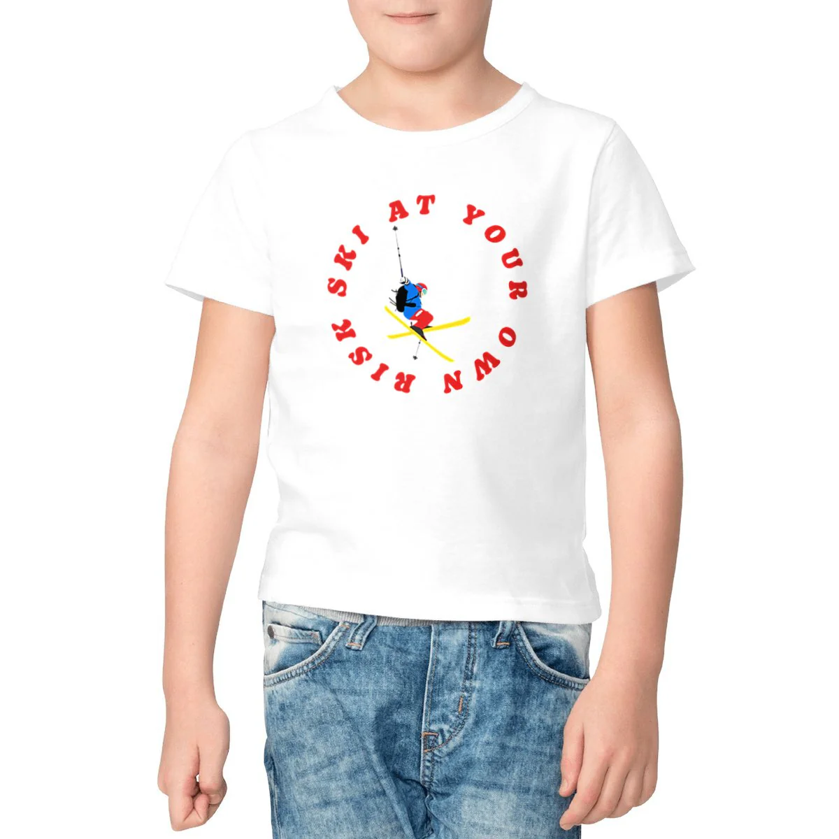 T-shirt Enfant - Garçon - 100% Coton BIO - Ski at your own risk