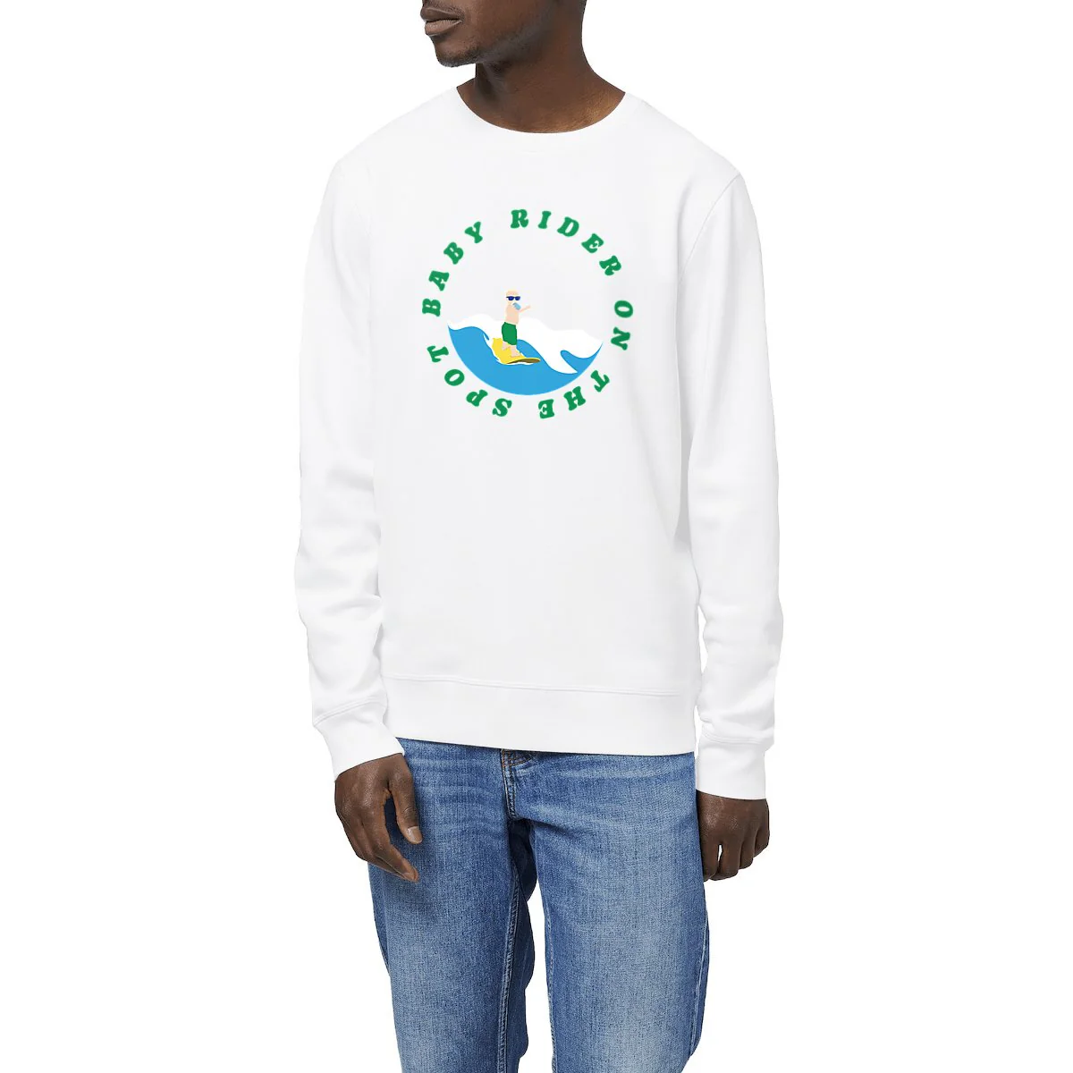 Sweatshirt Homme - Léger - Coton BIO - Baby rider on the spot